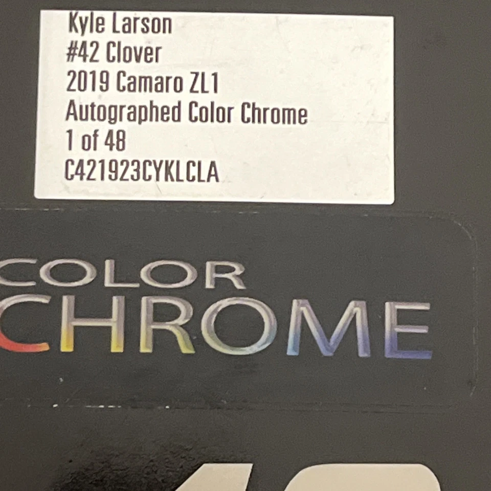 Kyle Larson 2019 clover Camaro Autographed 1/48 color chrome 1:24 Read 1/48 - Image 3 of 4