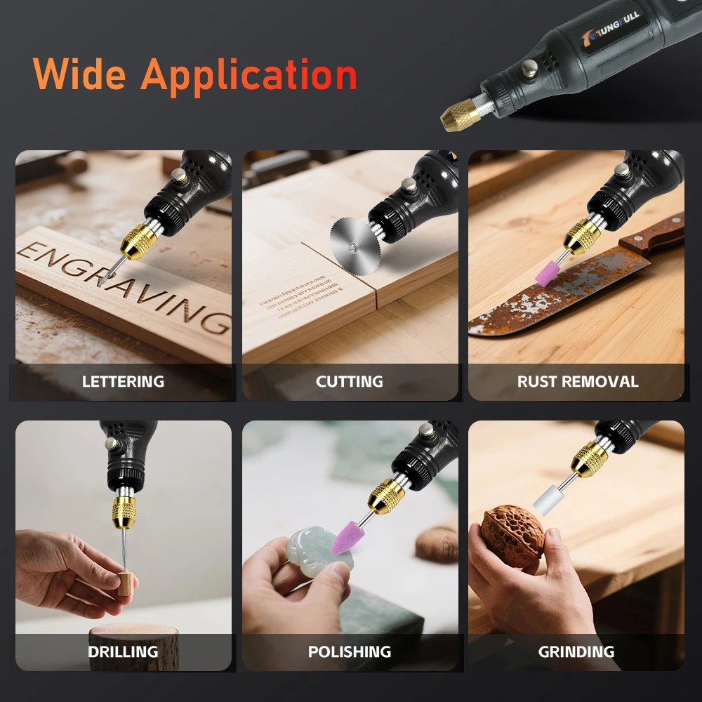 Mini perceuse meuleuse sans fil compacte 24 accessoires pour gravure de précision - 3