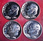 1961 (four) Proof Roosevelt Dimes $.40 Face Value 90% Silver