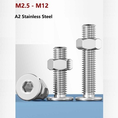 M2.5 - M10 Ultra Thin Wafer Flat Head Screws Allen Bolt With Nut Stainless Steel