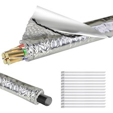 Self-Adhesive Automotive Heat Shield Sleeve, 3/8" x 39" 3/8" I.D. x 39in Silver