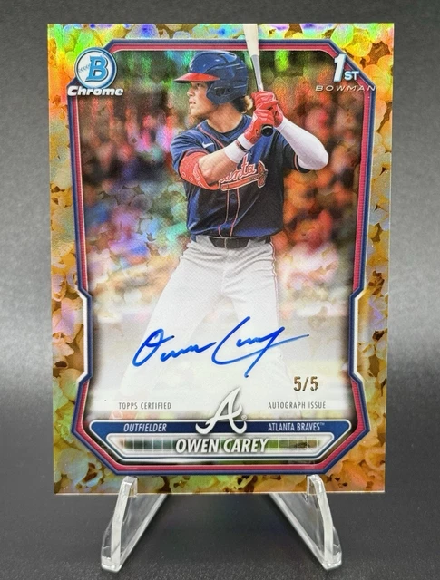 2026 Bowman Chrome Owen Carey Popcorn Refractor Auto /5 Braves #CPA-OC 1st