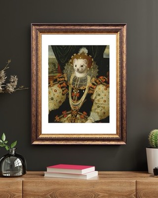 Ermine Queen Elizabeth I Canvas Print - Royal Pet Portrait Wall Decor 8.5x11 