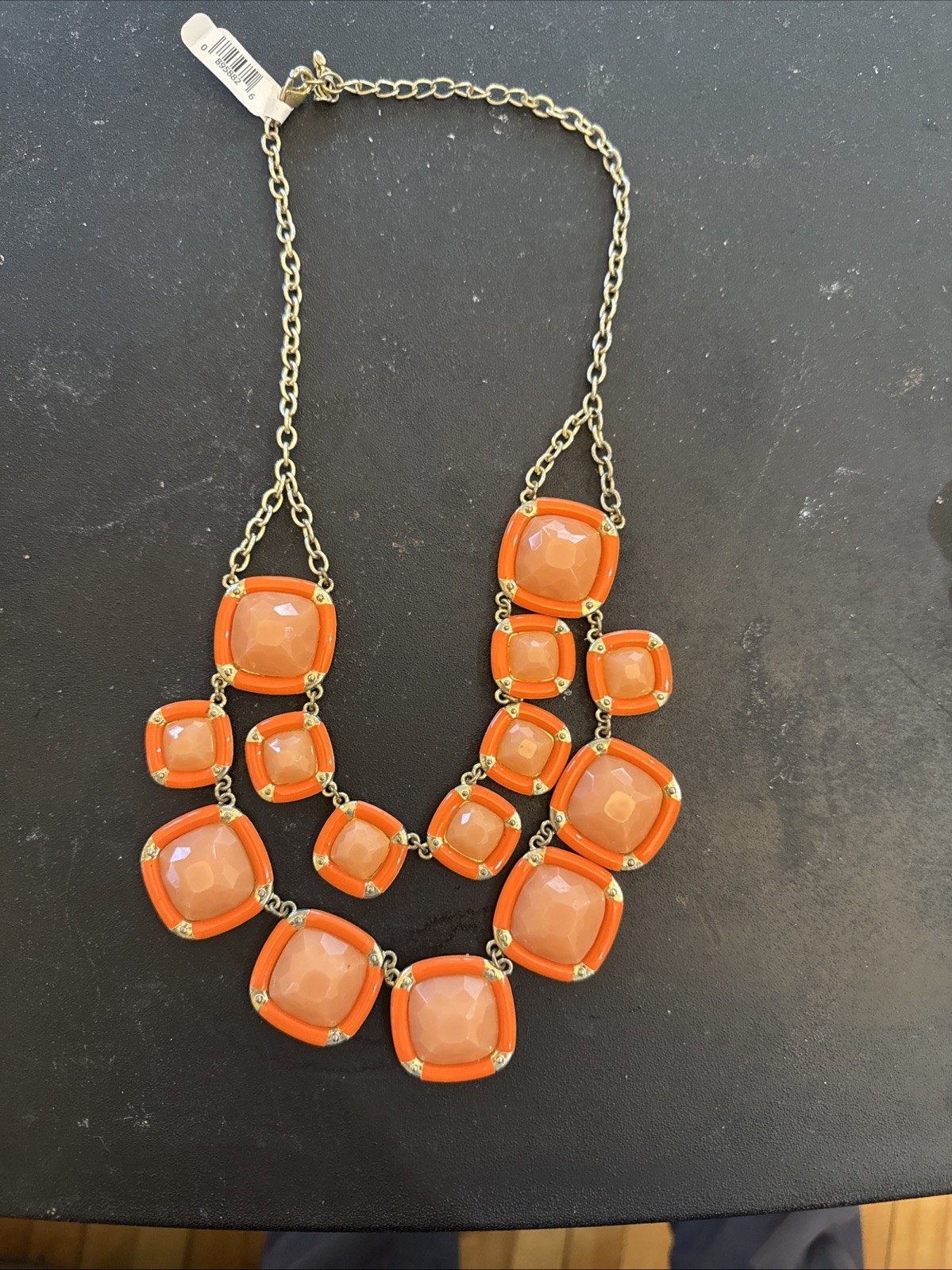 Stella & Dot Orange Rhinestone Bib Statement Necklace, 20