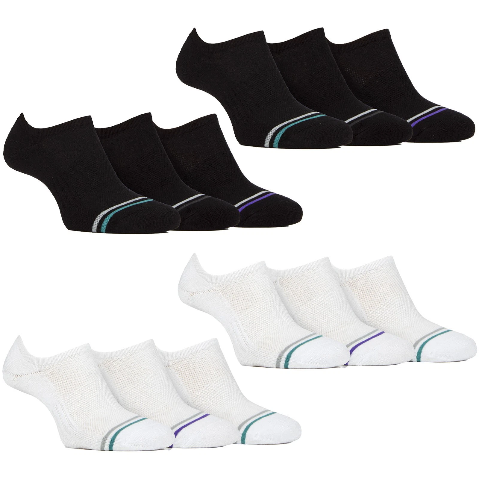 Mens Bamboo Invisible No Show Socks by Farah , 6 Multi Pack Socks