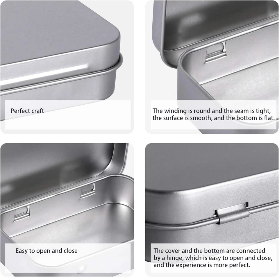 Metal Rectangular Empty Hinged Tins - Pack of 40 Mini Storage Boxes 3.5"X2.5"X0. - Image 4 of 4