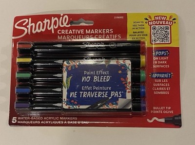 Sharpie Creative Acrylic Markers 5 Count Bullet Tip-Paint Effect No Bleed