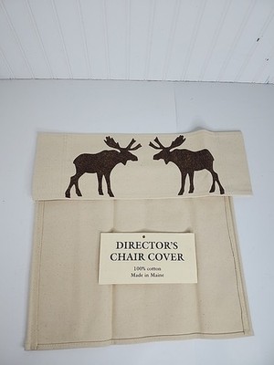 2 Pc Set Director's Chair Cover Canvas Moose Made In Maine W/ Wood Sticks