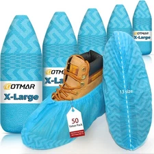 50 Pack Disposable Shoe Covers XL Breathable Non-Slip Blue