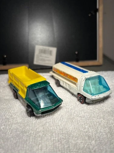 Vintage Hot Wheels Redline Heavyweights Scooper and Racing Fuel Trucks