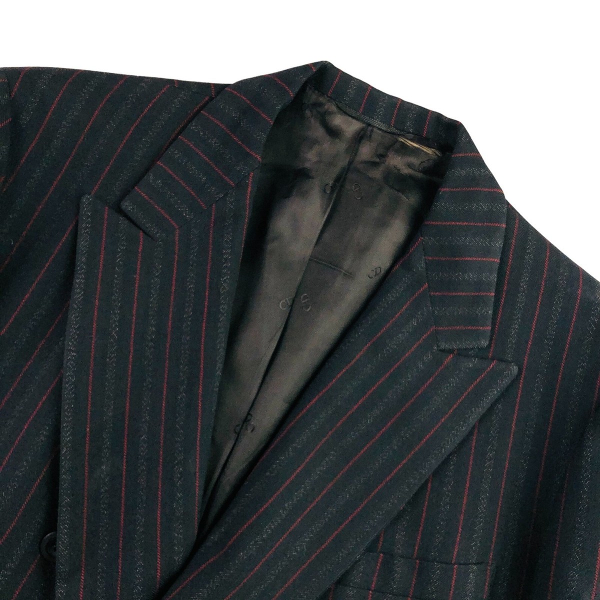 Christian Dior ストライプ ジャケット ダブル 11 ヴィンテージ VTG Christian Dior Men's Double Breasted Blazer Black Pinstripe