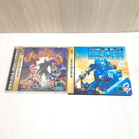 Sega Saturn Console HST-3220 Bundle 2 Controllers 8 Games Tested Japanese White