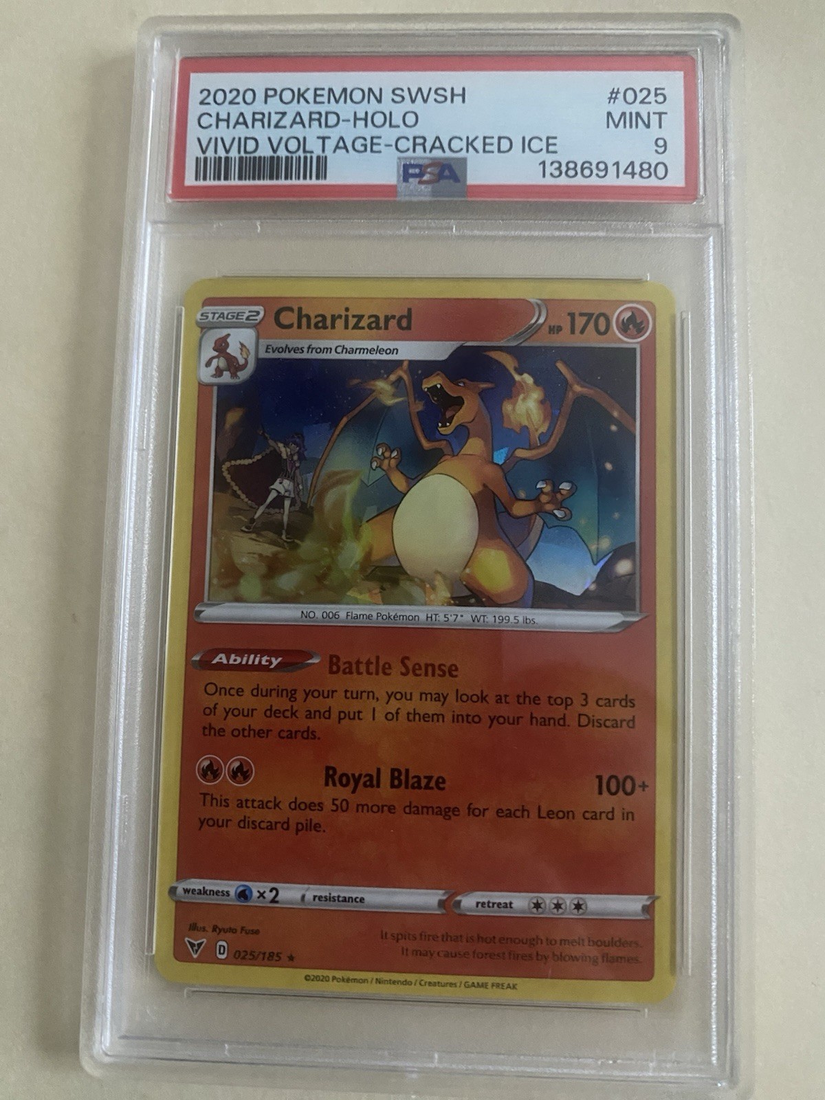 2020 Pokemon SWSH Cracked Ice Holo Promo Charizard Vivid Voltage #025 PSA 9