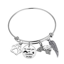 Pet Memorial Gifts Engraved Bracelet I ll Meet You at Rainbow Bridge Brace
