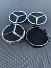 75mm x 4 Wheel Center Hub Caps Emblems Fits For Mercedes Benz Black Badge Logo