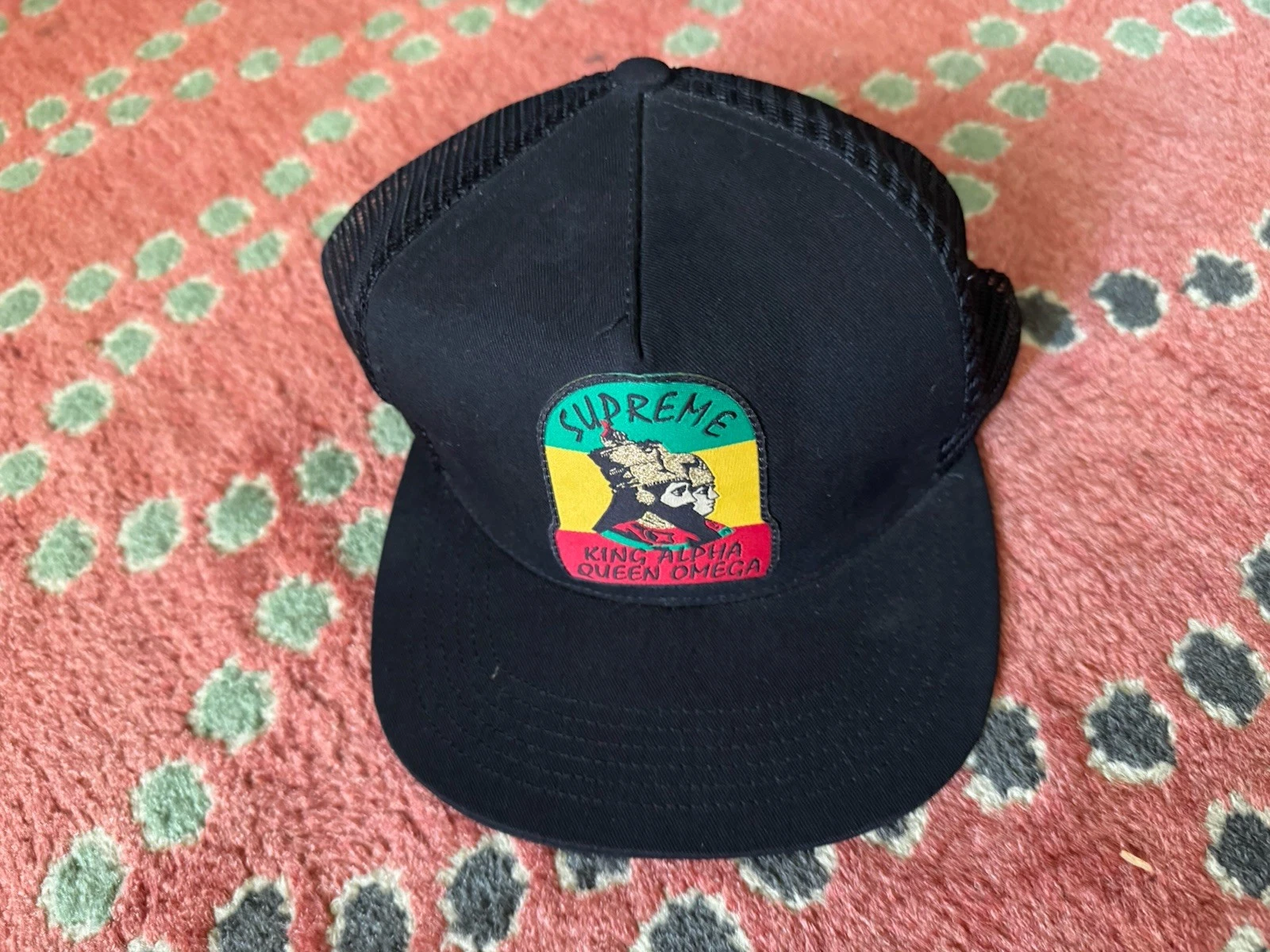 Casquette camionneur Supreme King Alpha Queen Omega noire unisexe sortie FW2015 RARE !