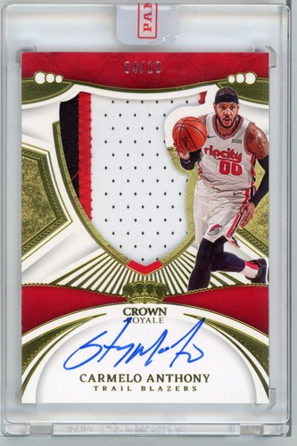 2022 CROWN ROYALE CARMELO ANTHONY SILHOUETTES PATCH AUTO /10 GAME USED