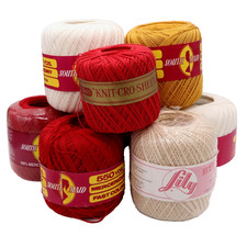 Lot of 8 Lily, J P Coats  South Maid Cotton Crochet Thread White Red Gold Ecru
