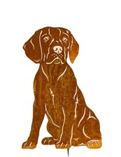 Figur Beagle Höhe 60cm blank Gartenfigur Gartenstecker Hund