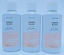 3 BATH  BODY WORKS WHITE BARN AMBER BLUSH BODY WASH SHOWER GEL 10 oz NEW