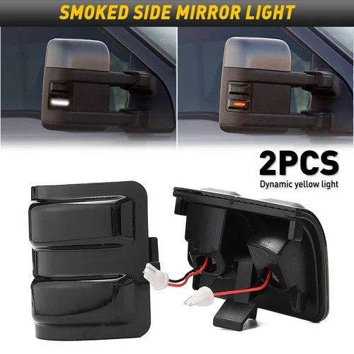 2x Smoked LED Side Mirror Lights For 08-16 Ford F250 F350 F450 F550 Super Duty