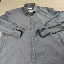 Robert Graham Dress Shirt Men 18.5 Blue Polka Dot Classic Fit Point Collar