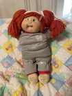 1985 red hair double pony cabbage patch Kid Doll green eyes One Tooth Jog Suit