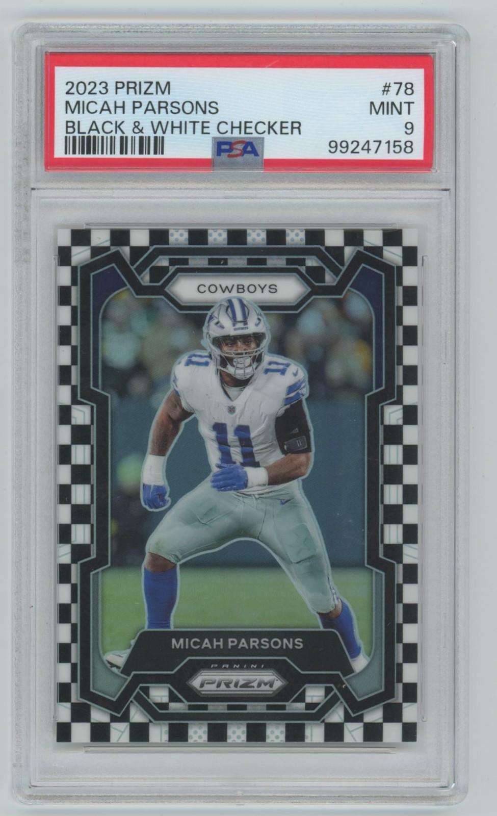 Micah Parsons 2023 Panini Prizm Black And White Checker PSA 9 #78 Dallas Cowboys