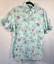 Izod Saltwater Floral Tropical Shirt Size L Short Sleeve Hawaiian