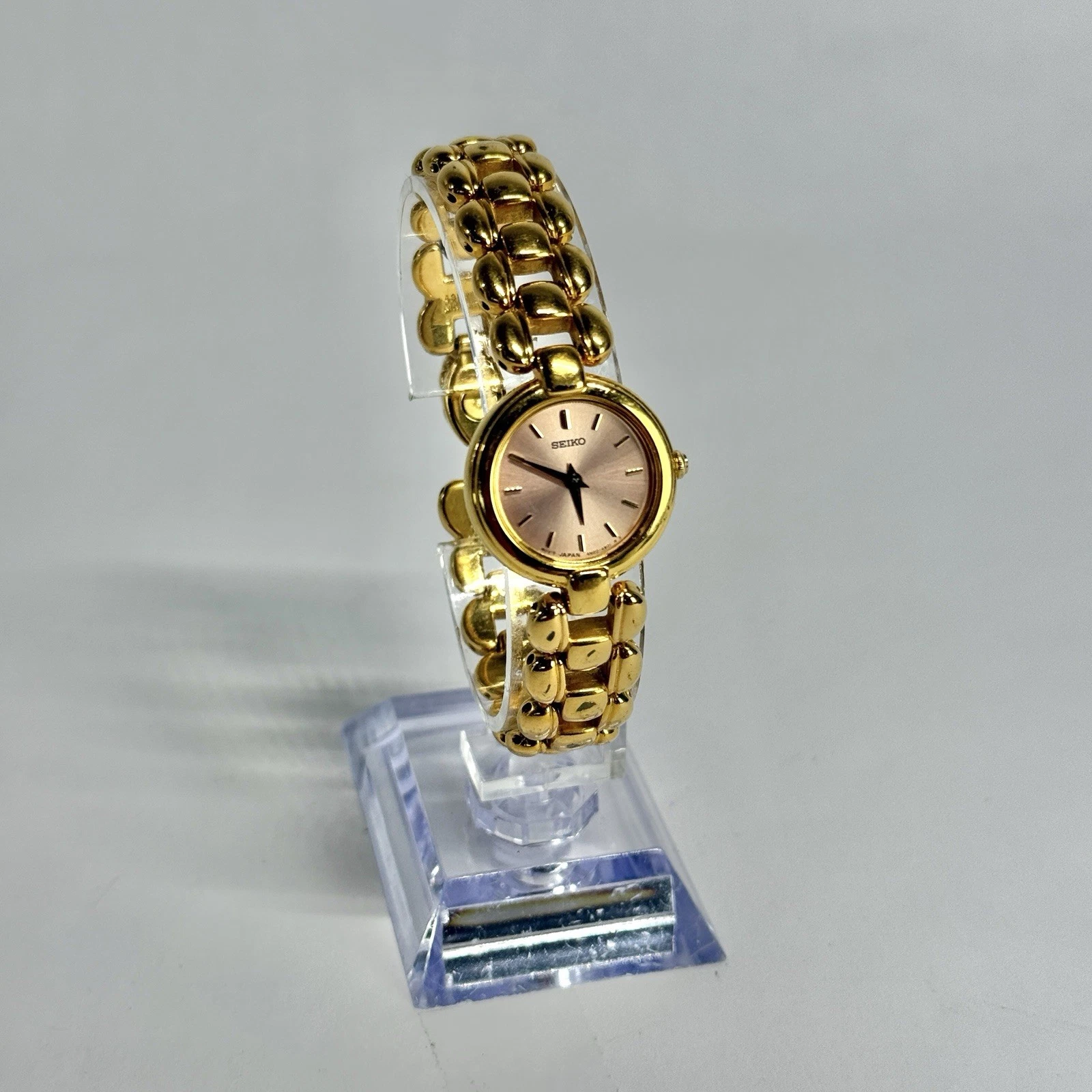 SEIKO 4N00-1279 Quartz Analog Gold Tone Women Vintage Watch W650 *WORKING