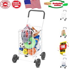 Ergonomic Rolling Shopping Cart, Collapsible Design - Ideal for Laundry  More