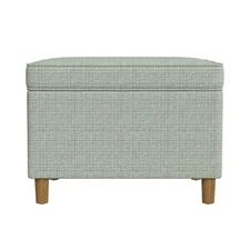 24" Dinah Storage Ottoman Sage - HomePop: Upholstered Footstool, Traditional