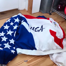 USA Patriotic Stars Windbreaker Jacket Full Z...