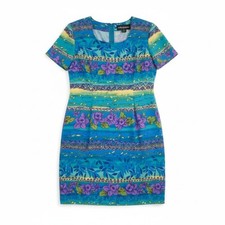 Vintage Sag Harbor Short Sleeve Sheath Dress Hawaiian Floral Print sz 12P Petite
