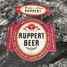 IRTP RUPPERT BEER 12 OZ BOTTLE & NECK LABEL JACOB RUPPERT BREWING CO NEW YORK NY
