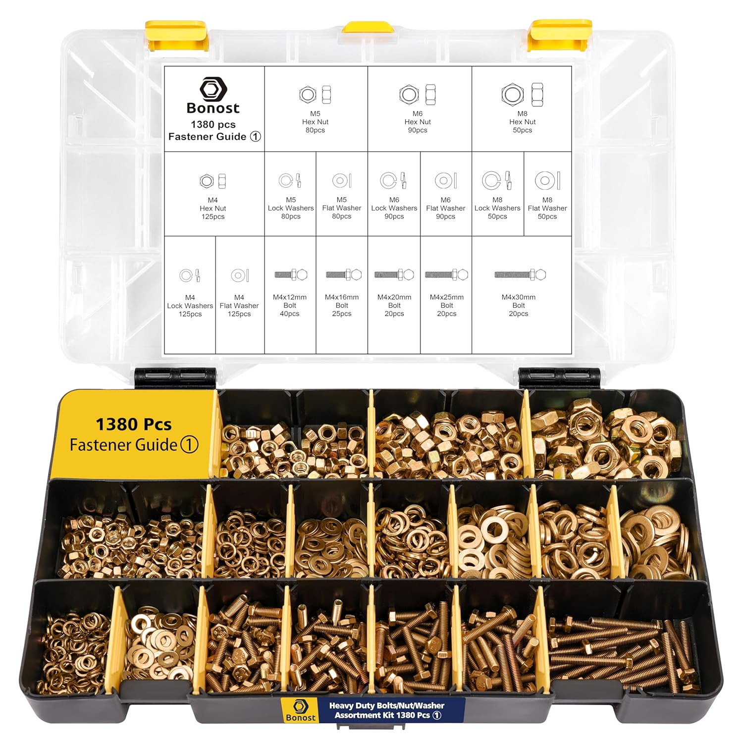 1380Pcs Nuts and Bolts Assortment Kit - Heavy Duty Grade 8.8 Metric M4 M5 M6 M8