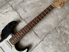 Stratocaster Black Nitro Heavy Relic Guitar-Squier By Fender