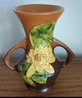 Roseville Water Lily Brown Vase #73-6"