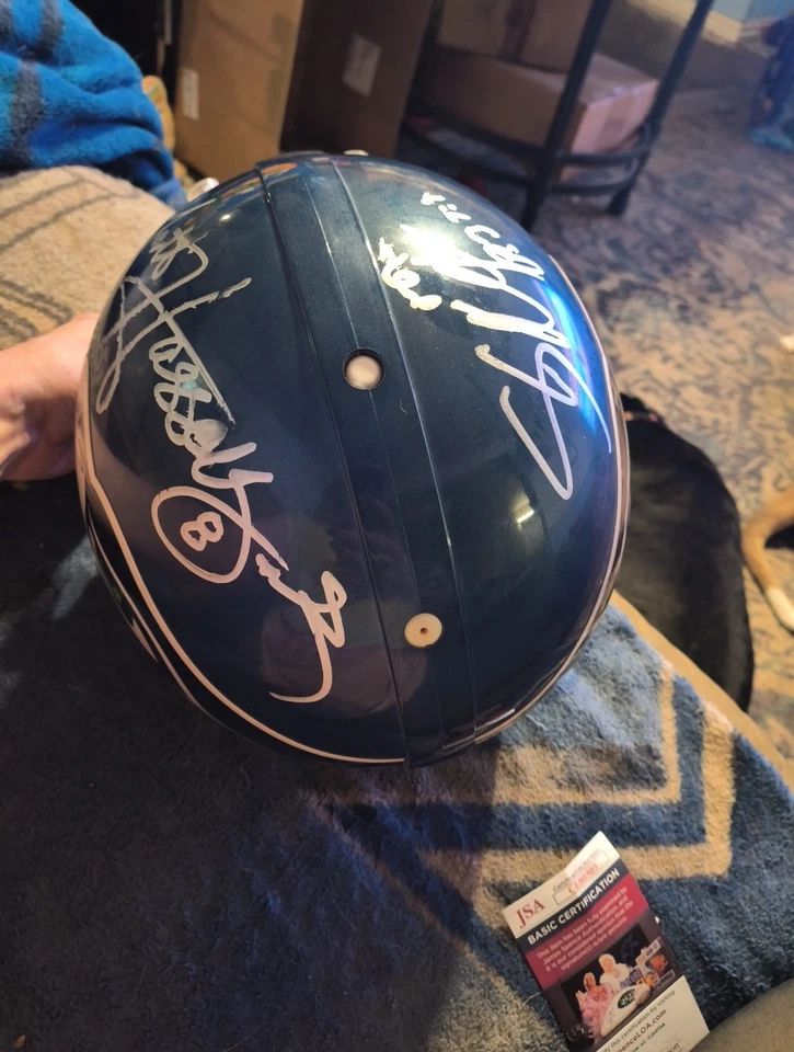 Auténtico tamaño completo firmado por Matt Hassleback y Shaun Alexander Seattle Seahawks Foto 4 de 4