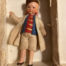 Antique Doll House Doll Painted Bisque 4” Hertwig? French Soldier ? w ORIG BOX!
