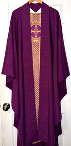 BEAUTIFUL CATHOLIC PRIESTS PURPLE & GOLD CHASUBLE & STOLE SLABBINCK OF BELGIUM