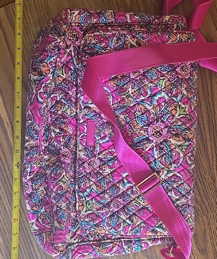 Vera Bradley PETAL PINK Floral Laptop Messenger Bag Purse Buckles ~CLEAN ~