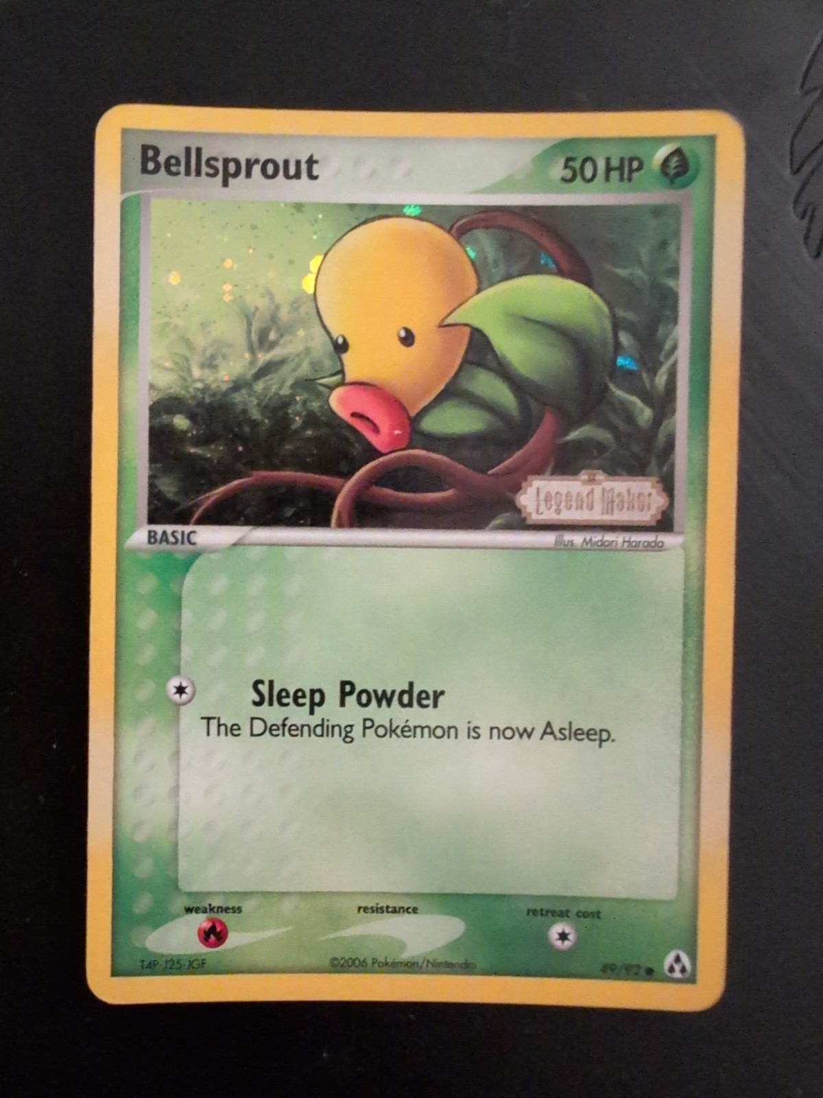 2006 Pokemon Bellsprout Legend Maker Stamped 49/92 Reverse Holo Swirl CGC 9