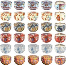 Phinicco Candle Tins for Making 24 Pcs 2.5 OZ Empty 2.4" x 1.5", multi