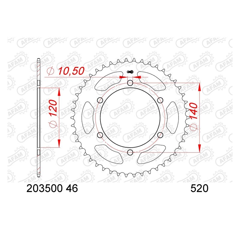 Pignon acier AFAM 203500 pas 520 pour éliminer les vibrations de chaîne