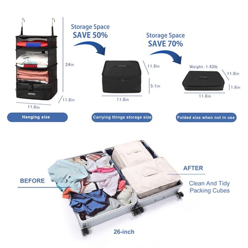 Portable Hanging Travel Shelves Bag Packing Cube Organizer Suitcase Storage L... - Imagen 3 de 6