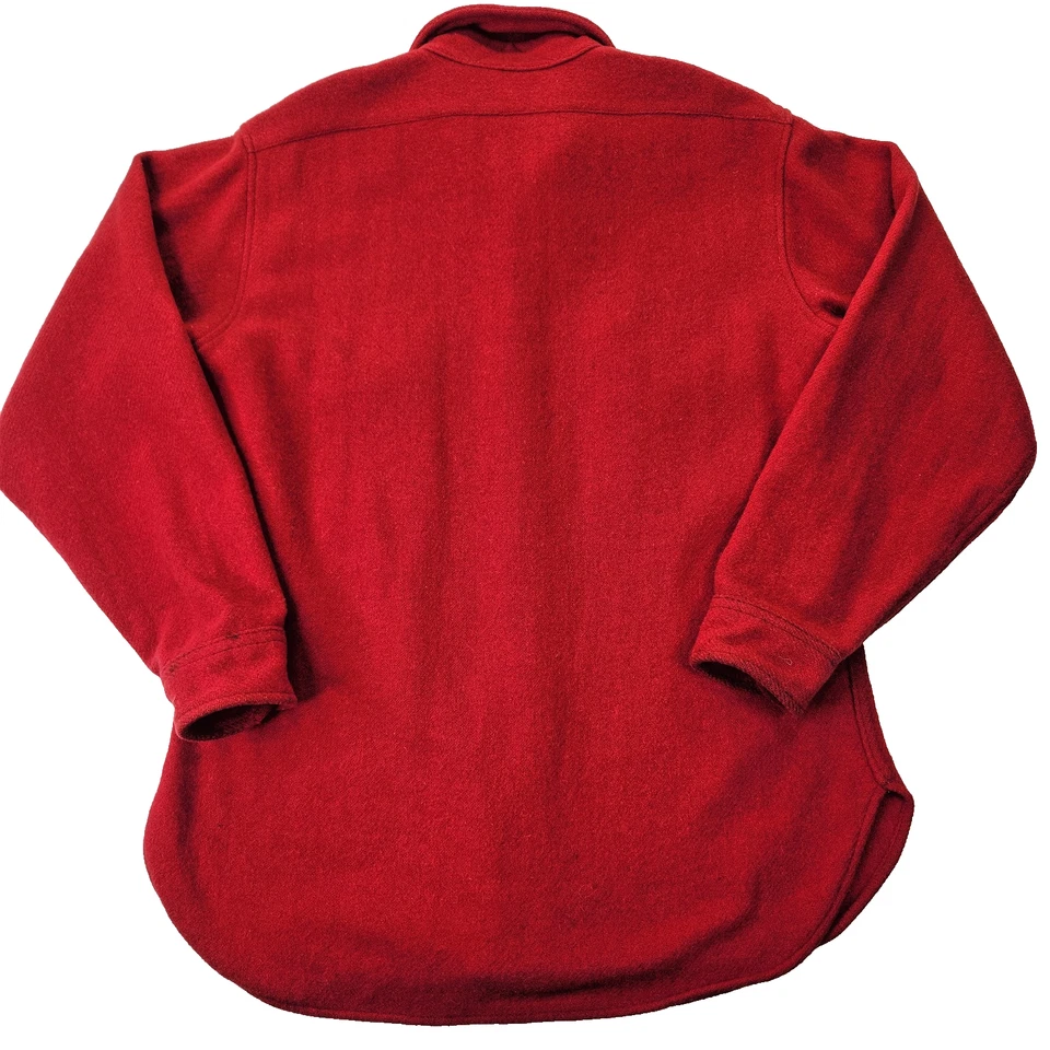 Vintage Pendleton Wool Flannel Mens Large Red Button Up Outdoorsman Shirt Logger - Image 4 of 4