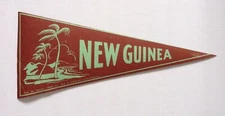 New Guinea Pennant Flag Original 1940s Luggage Label 7.5"W