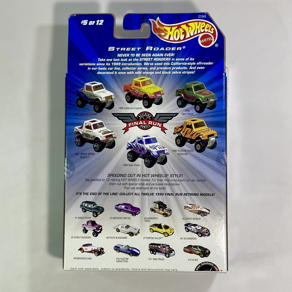 1999 Hot Wheels Final Run #5 Street Roader (Suzuki Samurai) 1:64