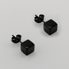 ⬛ Schwarzes Edelstahl Ohrring SET Würfel Design 6mm – Modern & Elegant Schmuck ⬛